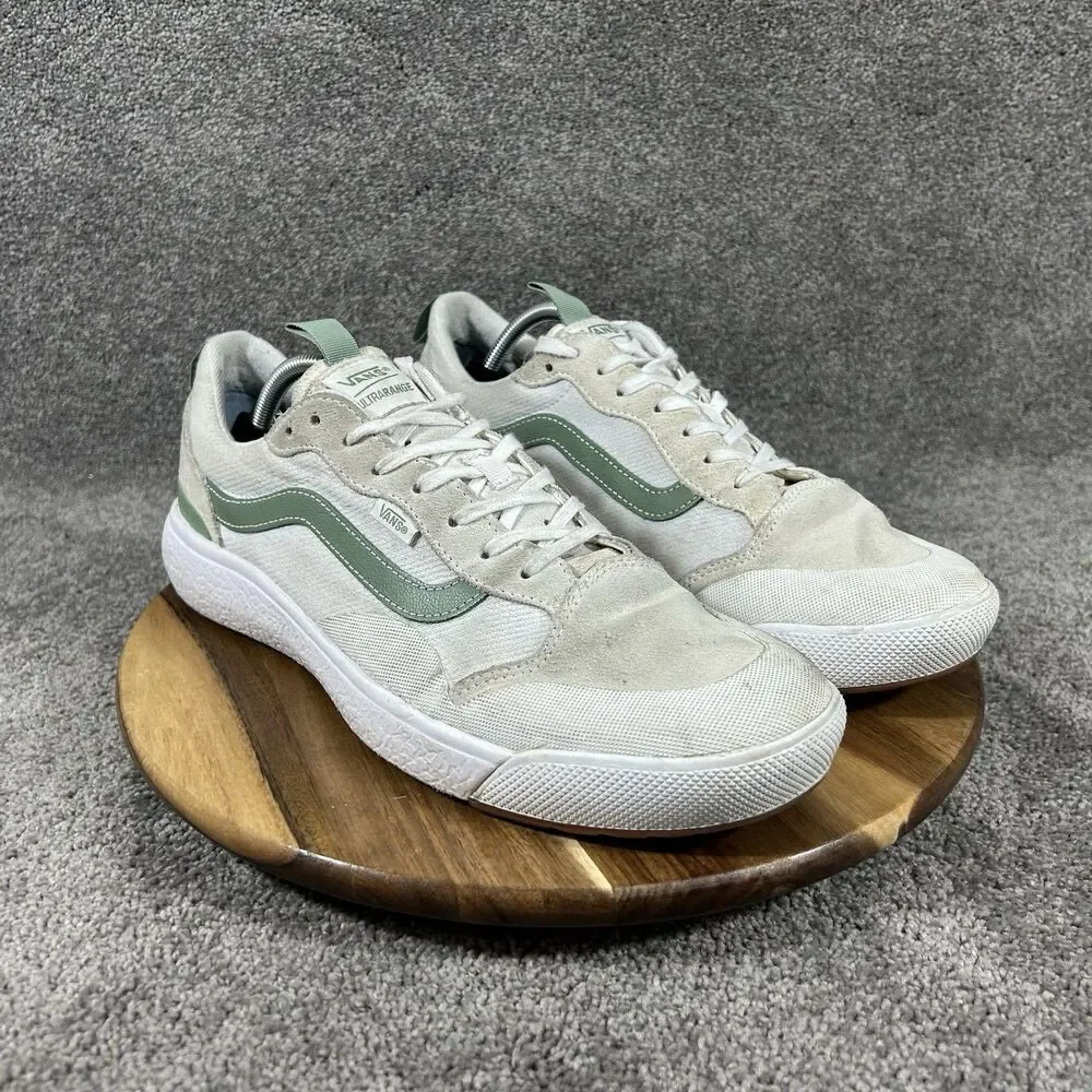 Vans UltraRange Exo Mens Size 12 White Suede Green Athletic Outdoor Shoes Used